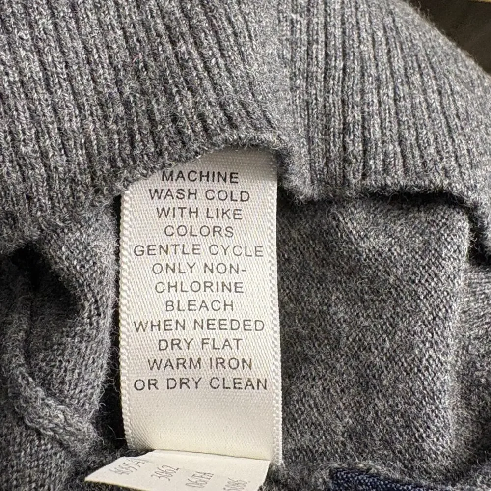 Banana Republic Grey Dad Academia Preppy Cashmere Blend V-Neck Mens Sweater Sz L